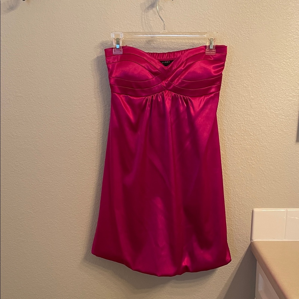 B. Smart Strapless Satin Cocktail Dress - Fuchsia